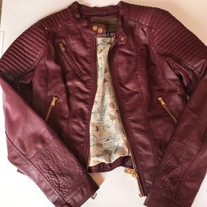 Burgundy CI SONO FAUX LEATHER JACKET